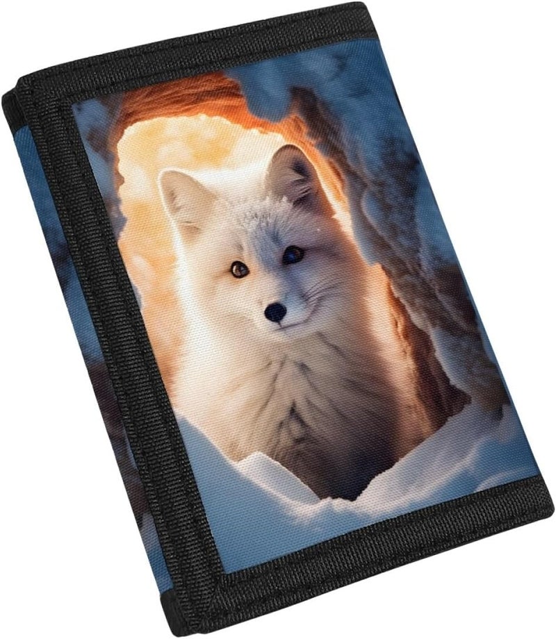 GLUDEAR Kids Boys Girls Wallet Trifold Youth Wallet Coin Pocket Card Holders Animal Wallets Money Organizer,Snow Cave Cute Fox - Image 2